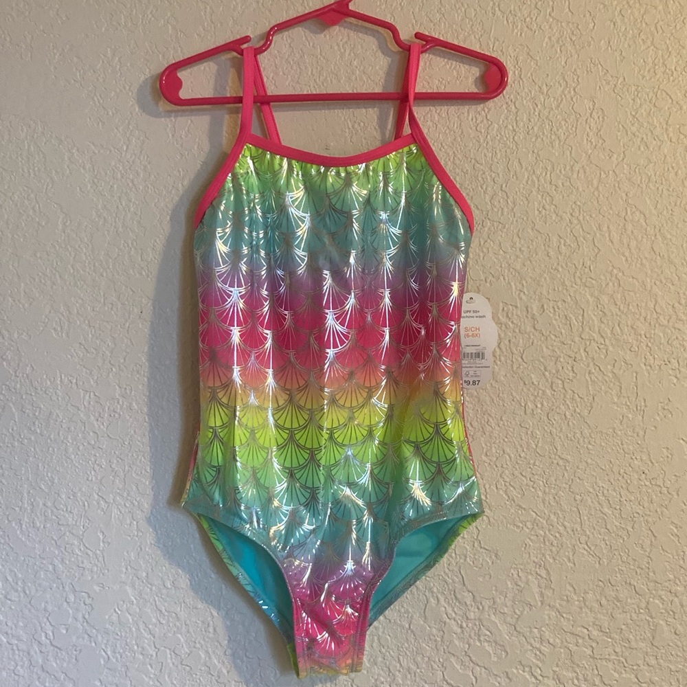 Girls Mermaid swimsuit size Small 6/6x NWT